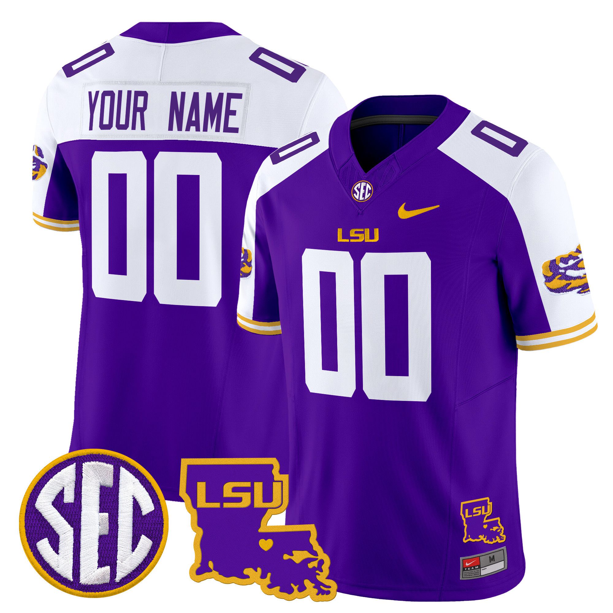 Men LSU Tigers Purple 2024 Nike Louisiana Patch Vapor Limited Custom NCAA Jersey style 1